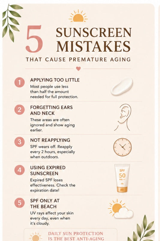 5 sunscreen mistakes that cause premature aging – applying too little, forgetting 